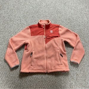 Land's End Salmon Pink Fleece Zip Up Womens Small 6-8 Ventilated Zip Pockets